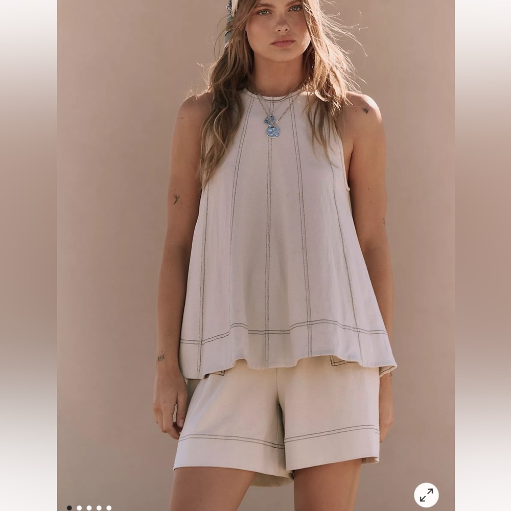 Free People Cream Sleeveless Tank Top